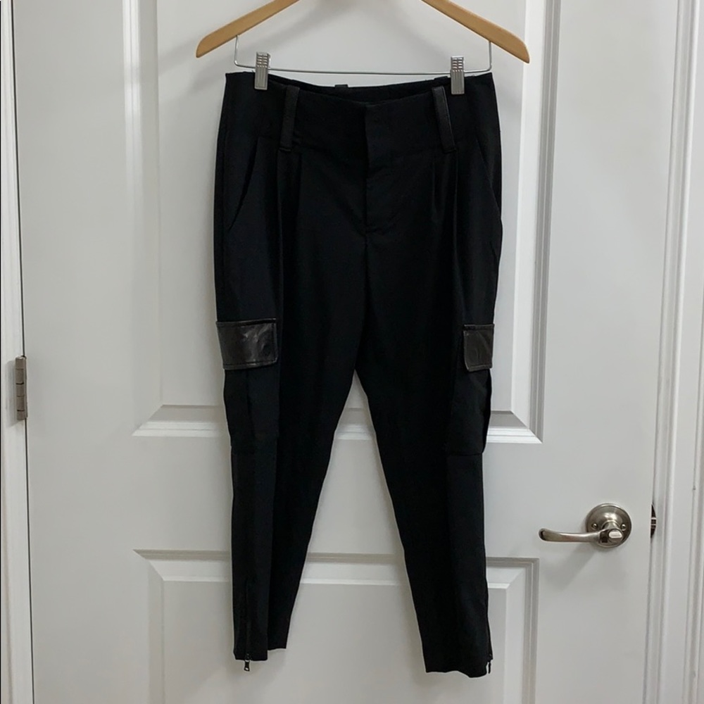 ALICE + OLIVIA WOOL AND LEATHER PANTS